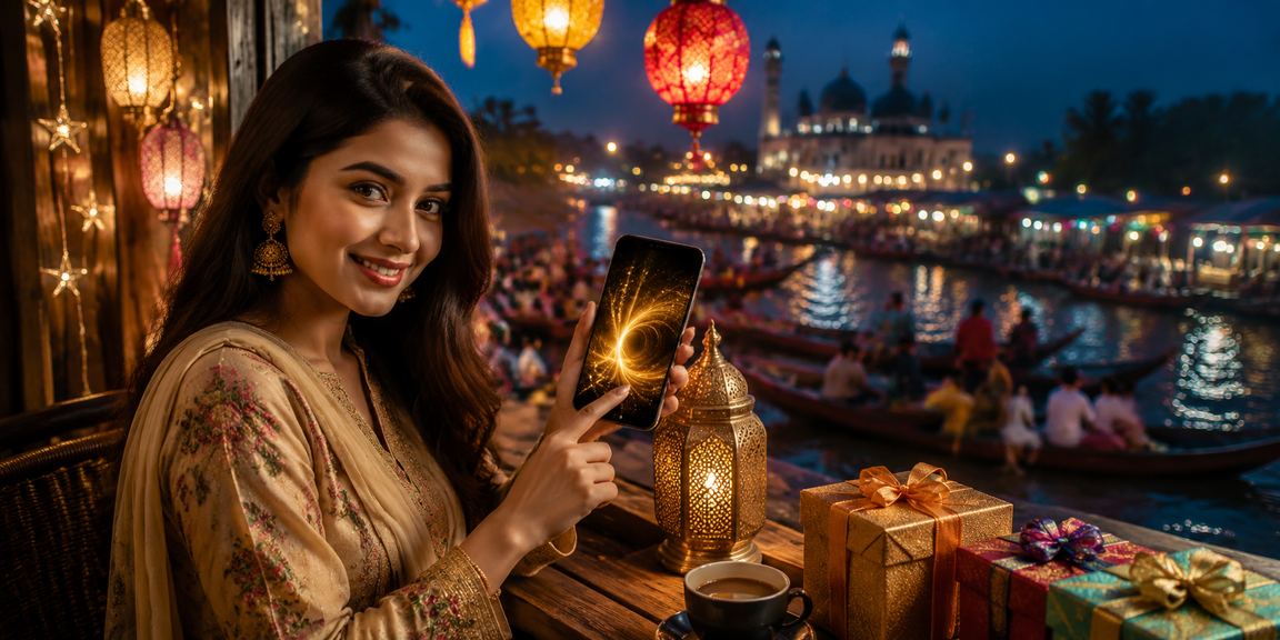বরিশালের একজন ব্যবহারকারী ঈদ উৎসবে মোবাইলে ডিপোজিট করছেন